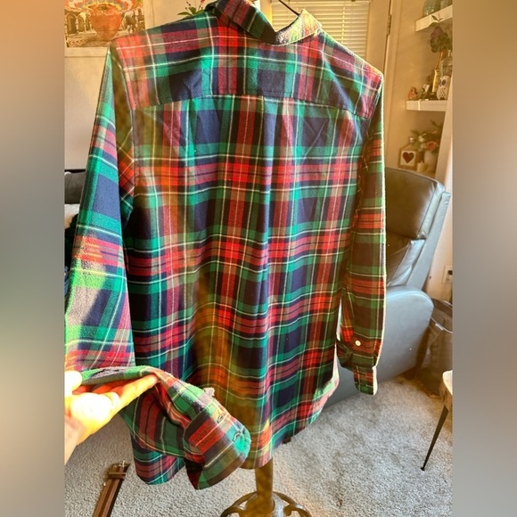 Soft Vineyard vines long Blue Green Red White Button flannel size 10 - Picture 6 of 11